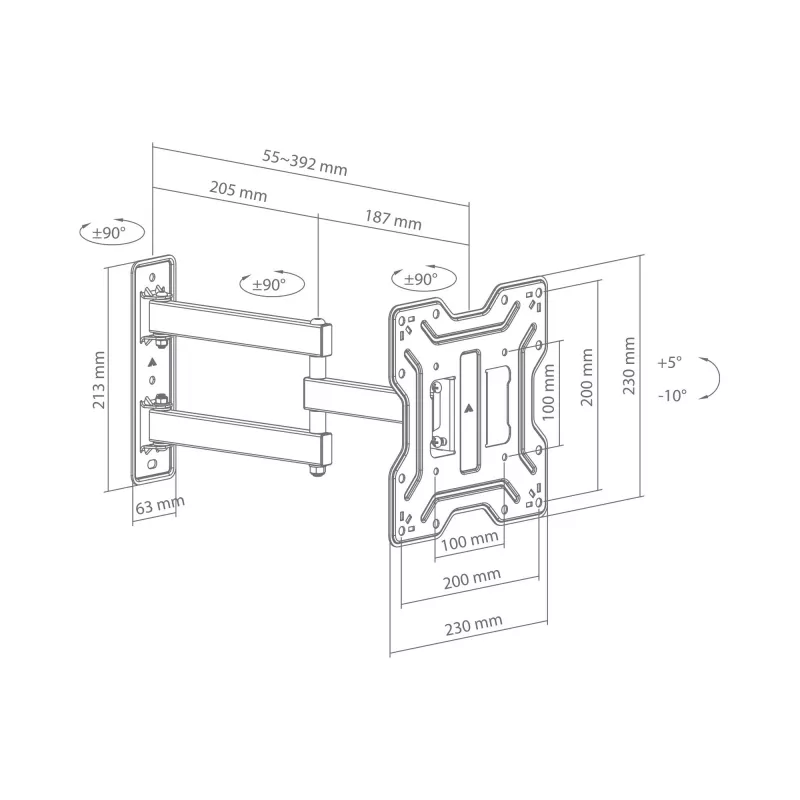 Sbox LCD-423 pilno judesio TV laikiklis (23-43 col./30 kg/200x200)