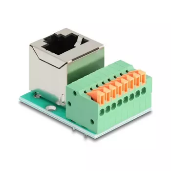 DeLOCK 90653 lyties keitiklis RJ45 8 kontaktų gnybtų blokas Žalia Sidabrinė