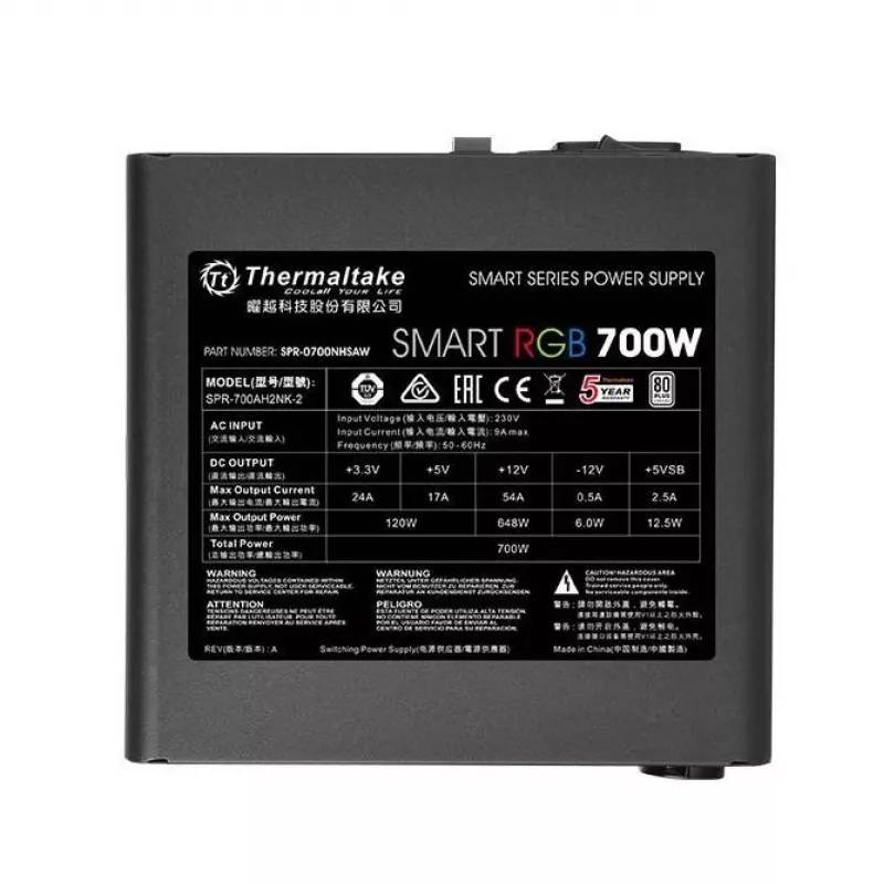 Maitinimo blokas Smart 700W RGB, 80PLUS, 230V EU, 2xPEG, 120mm, Single Rail