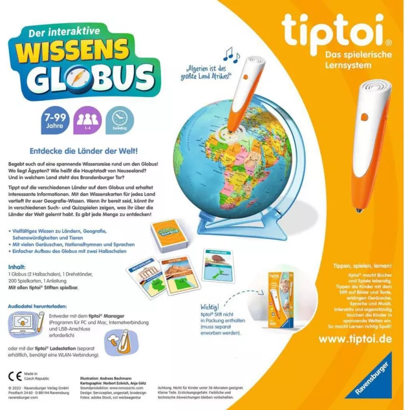 Ravensburger tiptoi interaktyvus pažintinis gaublys