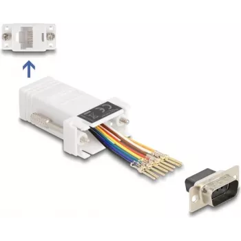 DeLOCK D-Sub 9 kontaktų kištukas į RJ45 lizdą surinkimo rinkinys baltas VGA RJ-45