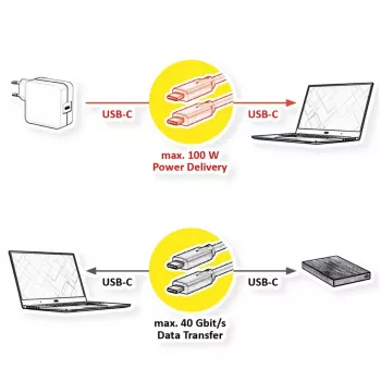 USB kabelis VALUE 11.99.9085 USB4 Gen 3x2 0,5 m USB-C juodas