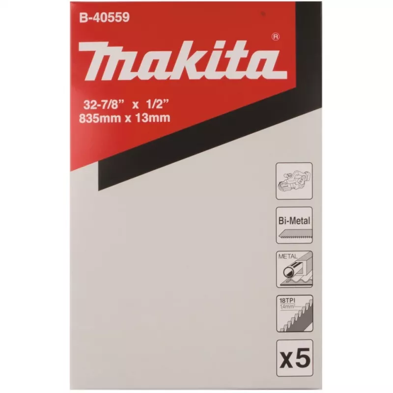 Makita - Bandsägeblatt - für Kunststoff, Edelstahl, nicht eisenhaltiges Metall, Gusseisen, Baustahl, Gussstahl - 5 Stücke - Länge: 835mm - Breite: 13 