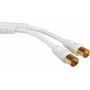 - Antennenkabel - IEC-Anschluss männlich bis IEC-Anschluss weiblich - 1 m - abgeschirmt - 100 dB - weiß