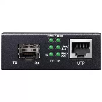 Tinklo medijos keitiklis Cudy MC220 — Gigabit (1000 Mbps) vienmodis SFP 1310 nm, 1x RJ-45, 1x SFP, juodas