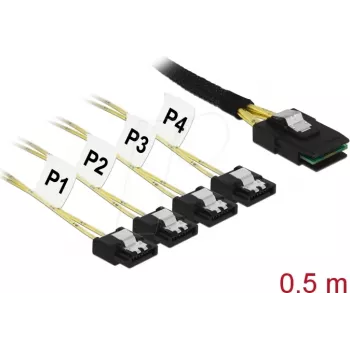 Laidas DeLOCK 85800 Mini SAS SFF-8087 0,5 m Juodas