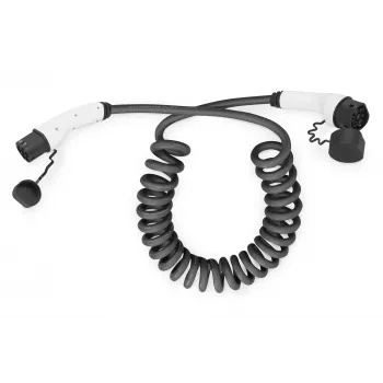 DIGITUS DK-1P32-S-100 spiralinis EV įkrovimo kabelis 10 m, 2 tipo kištukai, 32 A, 240 V