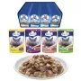 Šlapias kačių ėdalas PREVITAL Cat Food Mix 4 skoniai – vištiena, veršiena, lašiša, paukštiena, 96 x 100 g paketėliai (9,6 kg, suaugusioms katėms)