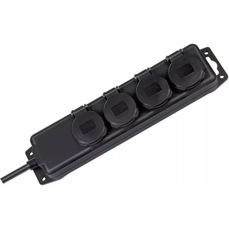 Brennenstuhl prailginimo lizdas IP44 4-jų vietų juodas 2,0m H07RN-F 3G1,5 - Prailginimo laidas - AC 230 V - išvesties jungtys: 4 - 2 m (1159960)