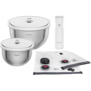 Vakuuminis maisto laikymo dubenėlių rinkinys ZWILLING Fresh&Save Bowl Starter Set 9 dalių nerūdijantis plienas