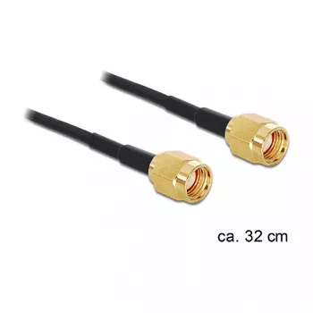 Koaksialinis kabelis DeLOCK 88475 0,32m RP-SMA Auksinis Juodas