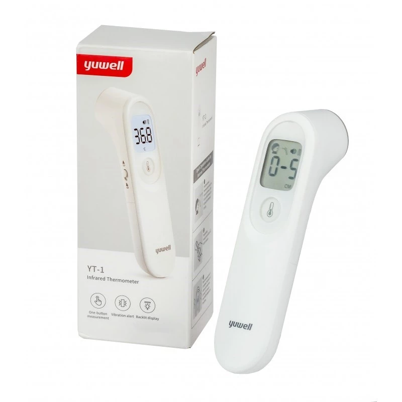 Bekontaktis infraraudonųjų spindulių termometras Yuwell YT-1 – kakta, 32–43 °C, ±0,3 °C