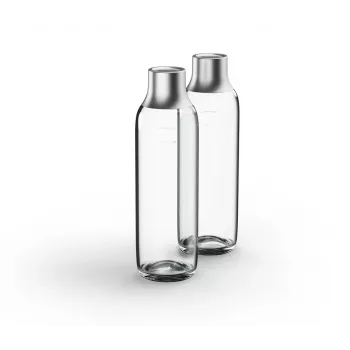 BRITA 118426 karbonizavimo butelis – 1 L stiklinis butelis su nerūdijančio plieno dangteliu, 287 mm aukštis, 2 vnt. pakuotė