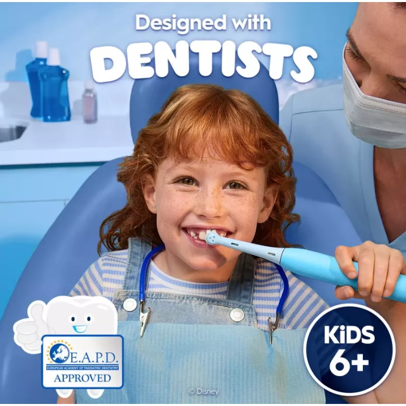 Oral-B iO Kids Disney Stitch elektrinis dantų šepetėlis su kelioniniu dėklu, įkraunamas, 6Y+, 1 šepetėlio antgalis, 3 režimai