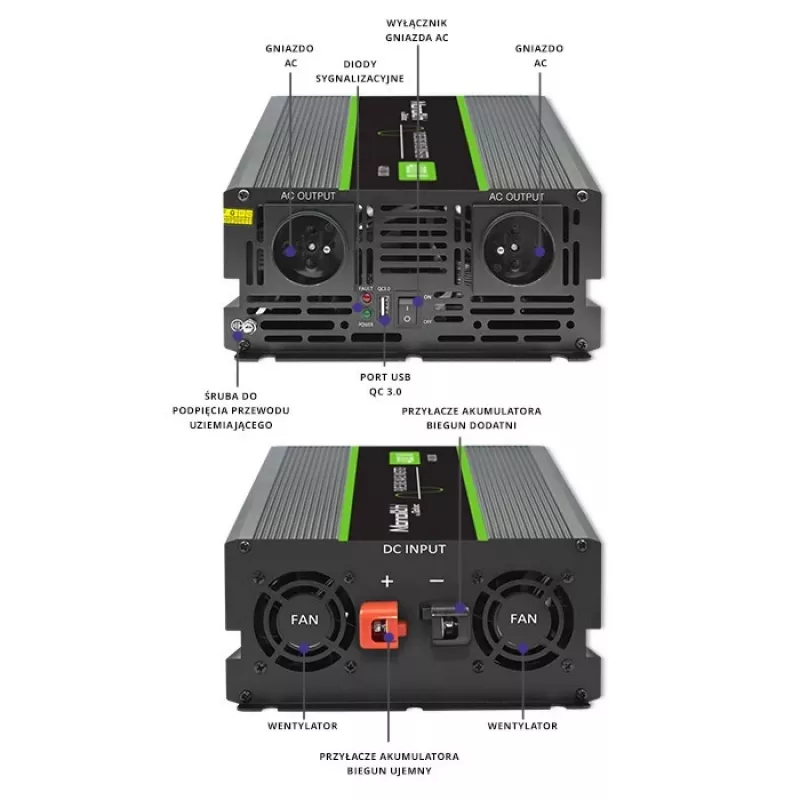 Qoltec Monolith keitiklis automobilinis 4000 W juodas