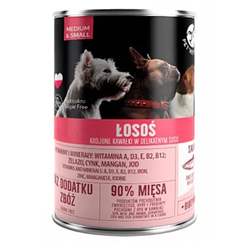 Šlapias šunų ėdalas PetRepublic DOG 400 g – gabaliukai padaže su lašiša mažiems ir vidutiniams šunims
