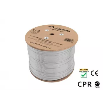 Tinklo kabelis LANBERG LCUF6L-11CU-0305-S U/FTP Cat6a ant ritės, 305 m, 23 AWG, 500 MHz, pilkas