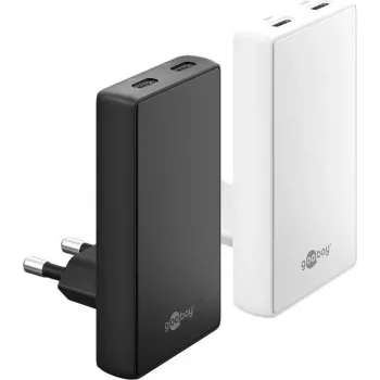 Goobay USB-C PD GaN Dual-Fast Charger 90° Flat 45 W Baltas - 2 prievadai (75722)