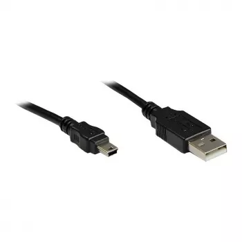 Laidas USB 2.0 A kištukas – Mini-B 5 kontaktų, juodas, 0,3 m, Good Connections® (3310-AM03)