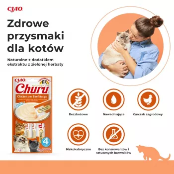 INABA Churu Chicken with Beef Recipe - skanėstai katėms - 4x14 g