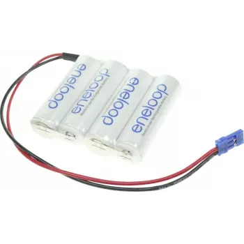 Panasonic baterijų blokas 4× Mignon (AA) su laidu ir kištuku NiMH eneloop Reihe F1x4 Graupner 4,8 V 1900 mAh (124006)
