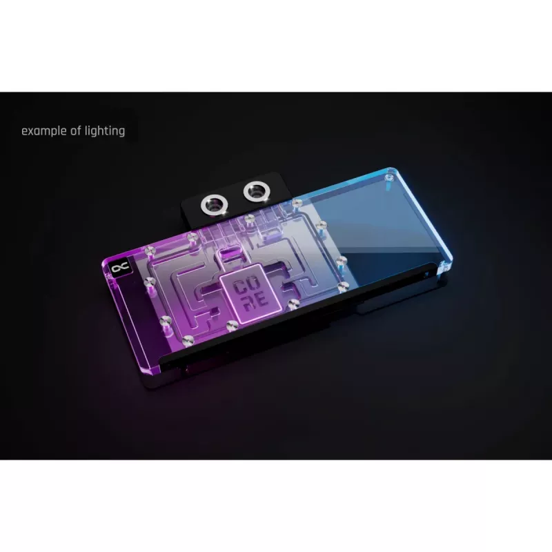 Aušinimo blokas Alphacool Core RX 9070 XT Mercury Transparent Chrome su galine plokšte
