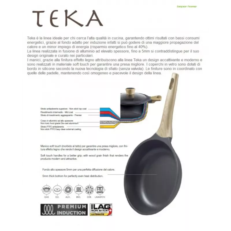 Universali keptuvė Beper PE.005 apvali juoda 24 cm