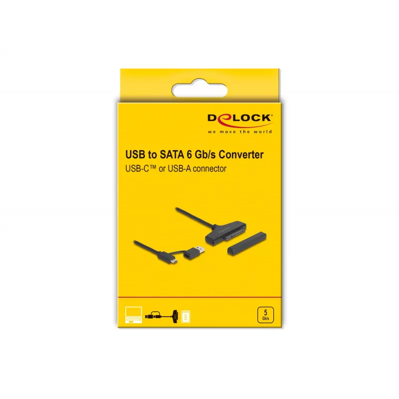 DeLOCK USB į SATA keitiklis 6 Gb/s USB Type-C Type-A 0,3m