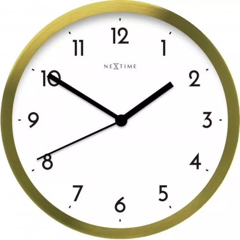 NeXtime laikrodis 2523gw arabiški skaitmenys, Ø44 cm, sieninis, auksinis/baltas