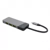 USB Type-C stotelė Green Cell HUBGC01 — 7 prievadai: 3×USB-A 3.2 Gen 1, 1×USB-C 3.2 Gen 1, HDMI, microSD+SD kortelių skaitytuvas — sidabrinė