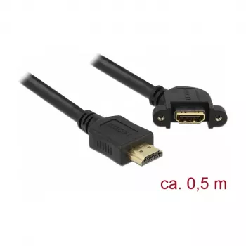 HDMI ilginimo kabelis DeLOCK 85467 0,5 m A tipo kištukas – lizdas juodas