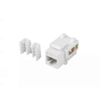 Keystone modulis LANBERG KSU6-1090, Cat6 U/UTP plokščias, RJ-45 kištukas į LSA lizdą, AWG 22/26, 14,5×16,1 mm, baltas