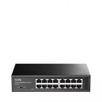 Tinklo jungiklis Cudy GS1016 — 16 prievadų Gigabit Ethernet (10/100/1000), 32 Gbit/s perjungimas, montuojamas stelaže, maitinamas kintamąja srove