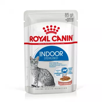 Šlapias ėdalas katėms Royal Canin Indoor Sterilized 12 x 85 g – paukštiena, suaugusioms sterilizuotoms patalpų katėms