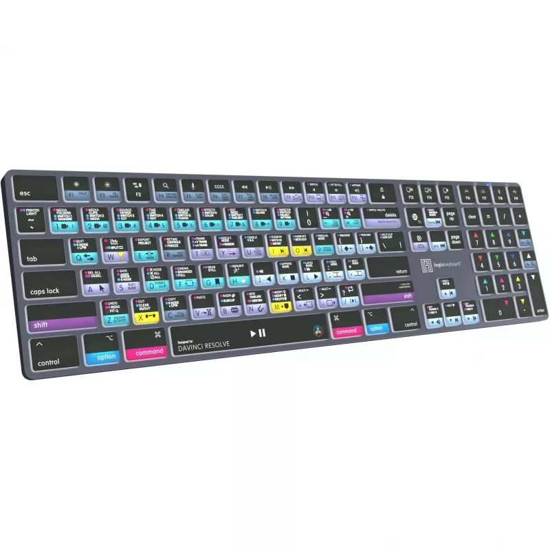 Logickeyboard LKB-RESB-TM-UK belaidė klaviatūra Bluetooth QWERTY pilko titano spalvos, optimizuota DaVinci Resolve