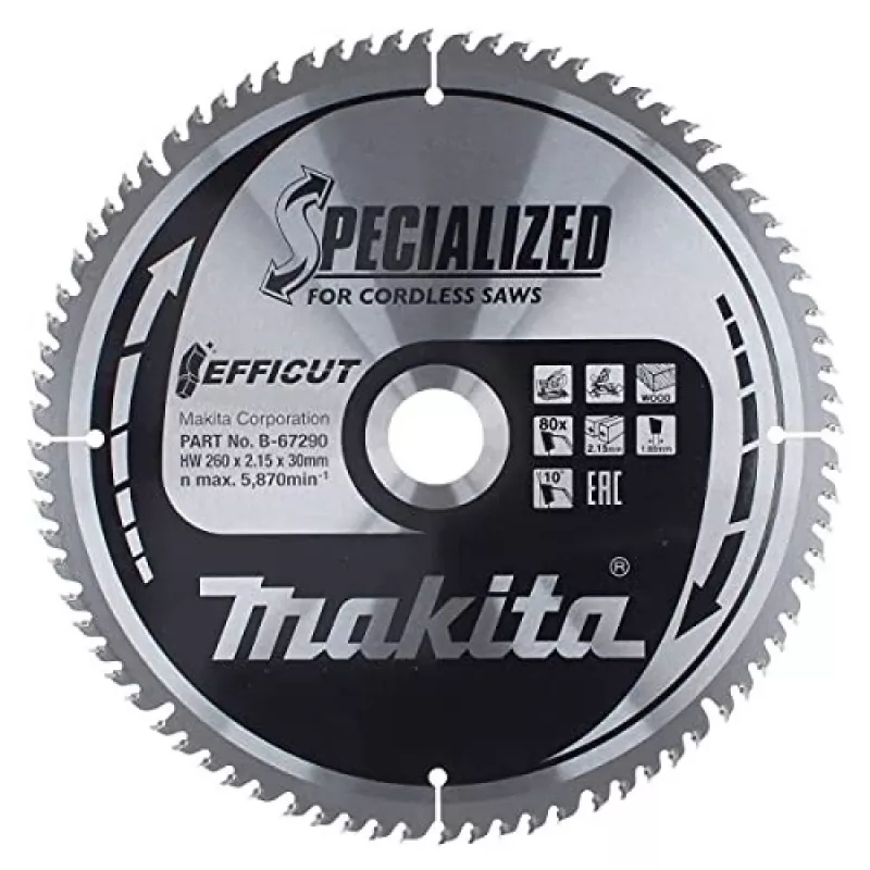 T.C.T. pjūklo diskas 260x2,15x30 mm 10° T80 EFFICUT