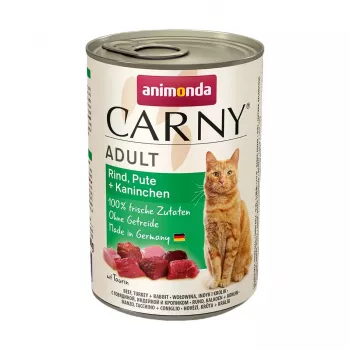 ANIMONDA Carny Adult jautiena, kalakutiena, triušis - šlapias kačių ėdalas - 400 g