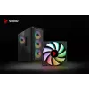 PC korpusas SAVIO Noctis Glass RGB – juodas, ATX/Micro-ATX, 210×410×450 mm, 3×120 mm priekiniai ventiliatoriai
