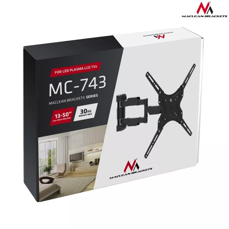 Maclean Mc-743 - VESA laikiklis monitoriui / televizoriui, 13–50 col., juodas, 30 kg