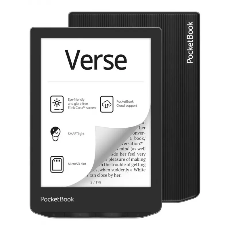 E. knygų skaitytuvas PocketBook Verse 6 colių E Ink Carta, 8 GB, Wi‑Fi, juodas/sidabrinis