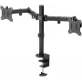 Goobay Monitor Arm Dual Flex – dviguba monitoriaus ranka 17–32 colių ekranams, stalinis laikiklis VESA 75 ir 100 mm, sukimas, pasukimas ir pakreipimas, aukščio reguliavimas, maksimali apkrova