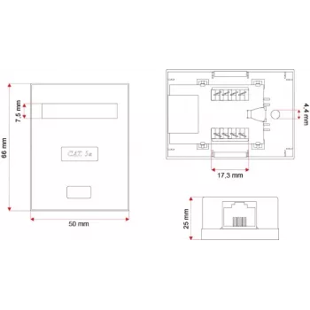 Tinklo jungčių dėžutė Alantec GN005 — Cat5e, F/UTP (FTP) ekranavimas, balta, 50×66×25 mm