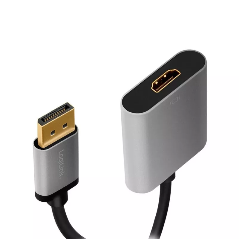 LogiLink CDA0108 vaizdo kabelio adapteris 0,15 m DisplayPort HDMI juoda/ pilka