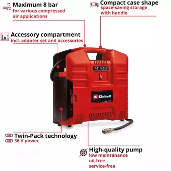 Oro kompresorius Einhell TE-AC 36/8 130 l/min 8 bar akumuliatorinis