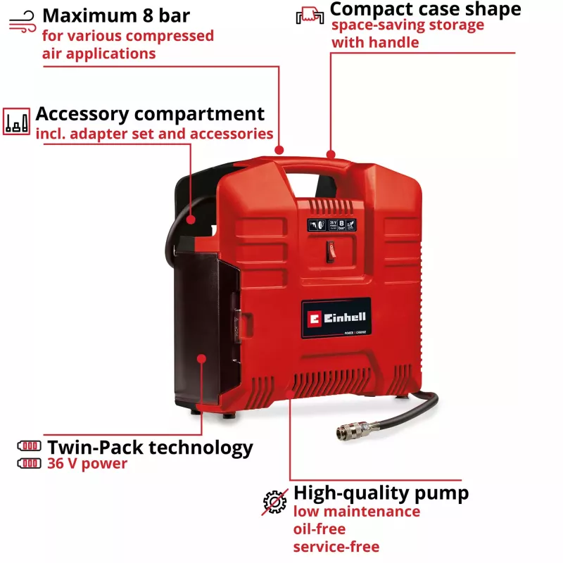 Oro kompresorius Einhell TE-AC 36/8 130 l/min 8 bar akumuliatorinis