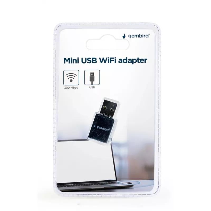 USB 2.0 Wi-Fi adapteris Gembird WNP-UA300-01 — RTL8192EU, 2,4 GHz, 802.11b/g/n, 300 Mbps