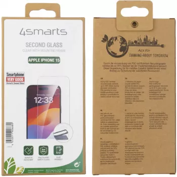 Apsauginis stiklas 4smarts 540595 Apple iPhone 15 – neperšaunamas grūdintas stiklas