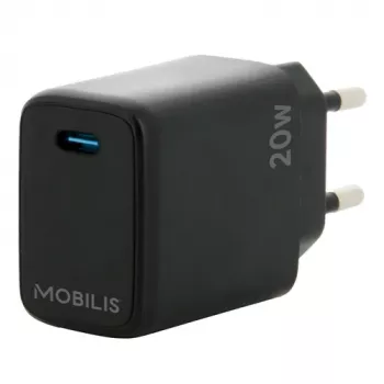 Mobilis maitinimo adapteris - 20 W - PD/PPS (24 kontaktų USB-C) - juodas - Europos kištukas (001361)
