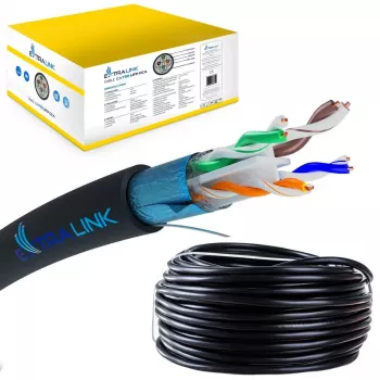 Tinklo kabelis Extralink vytos poros CAT6 FTP (F/UTP) V2 lauko 305M juodas