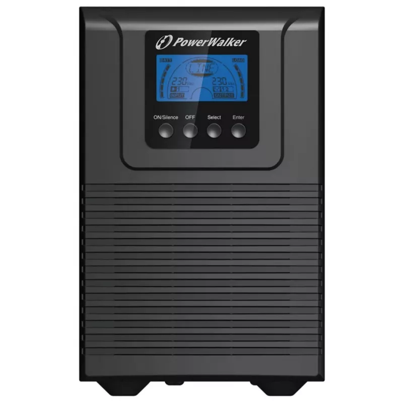 Nepertraukiamo maitinimo šaltinis PowerWalker VFI 1000 TGB — 1 kVA (900 W), dvigubo konvertavimo Online, 4× C13 lizdai, USB, RS-232, EPO
